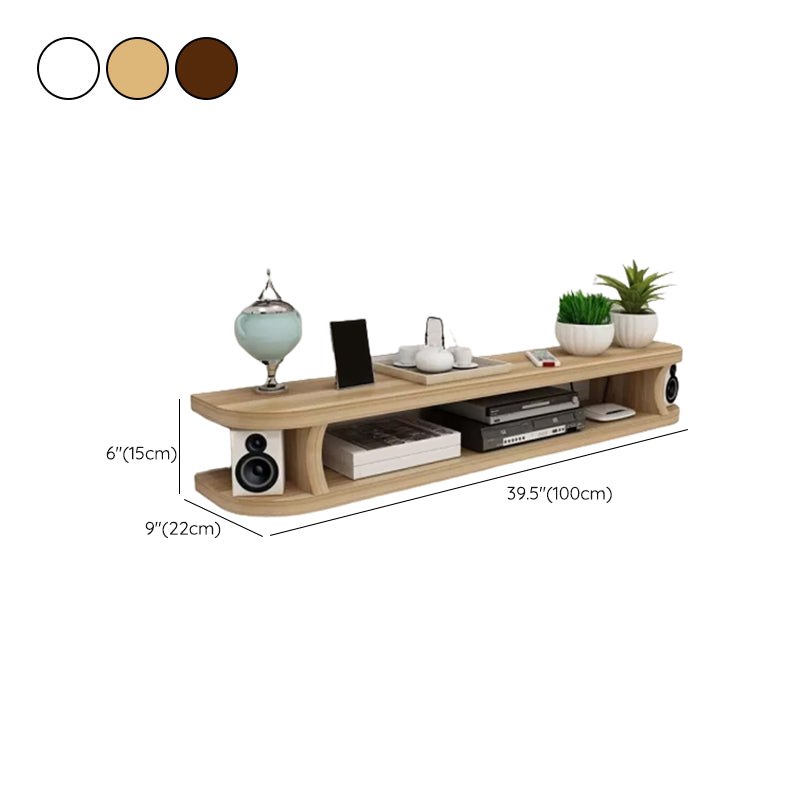 Contemporary TV Media Stand Wall-mounted Wood TV Console with Open Shelving