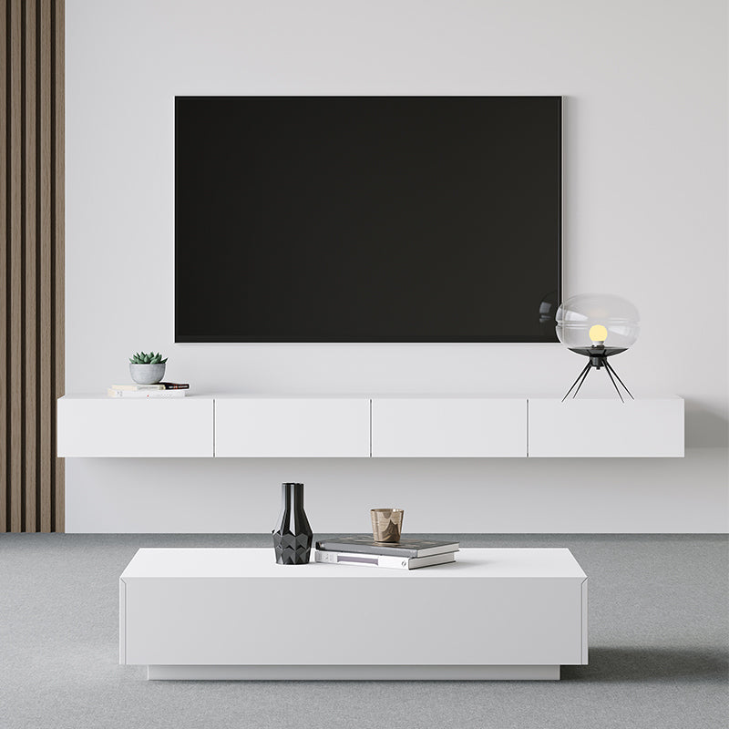 Floating TV Stand in White Contemporary TV Stand for Living Room