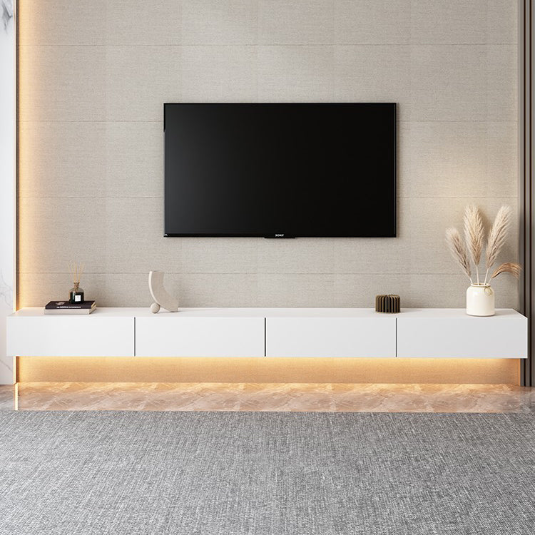 Floating TV Stand in White Contemporary TV Stand for Living Room