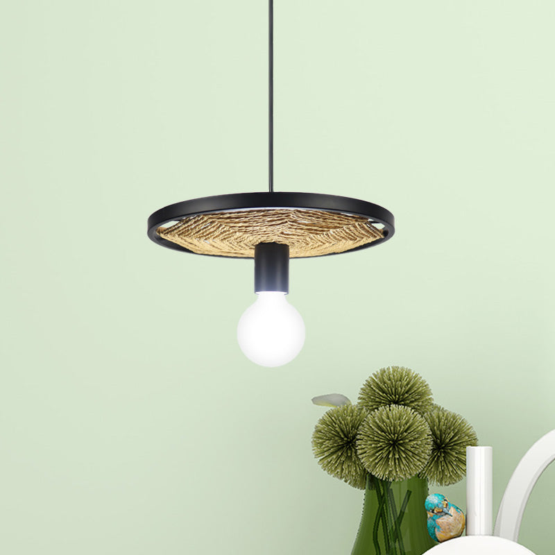 Metallic Ring Anhänger Beleuchtung Moderner Stil 1/3-Licht Schwarz Deckenlampe mit Seildetail für Esszimmer