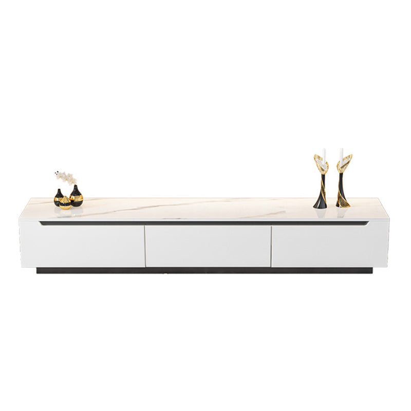 11.81" D Modern TV Stand White Stone TV Console with Drawers