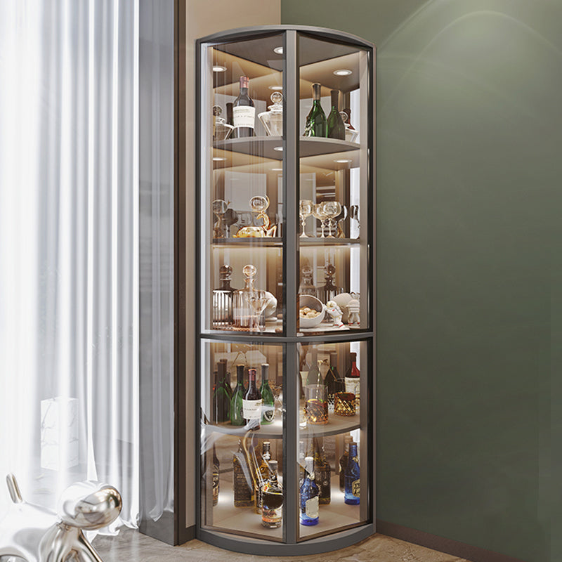 Modern Corner Unit Wood Curio Cabinet Glass Doors Storage Cabinet for Bathroom