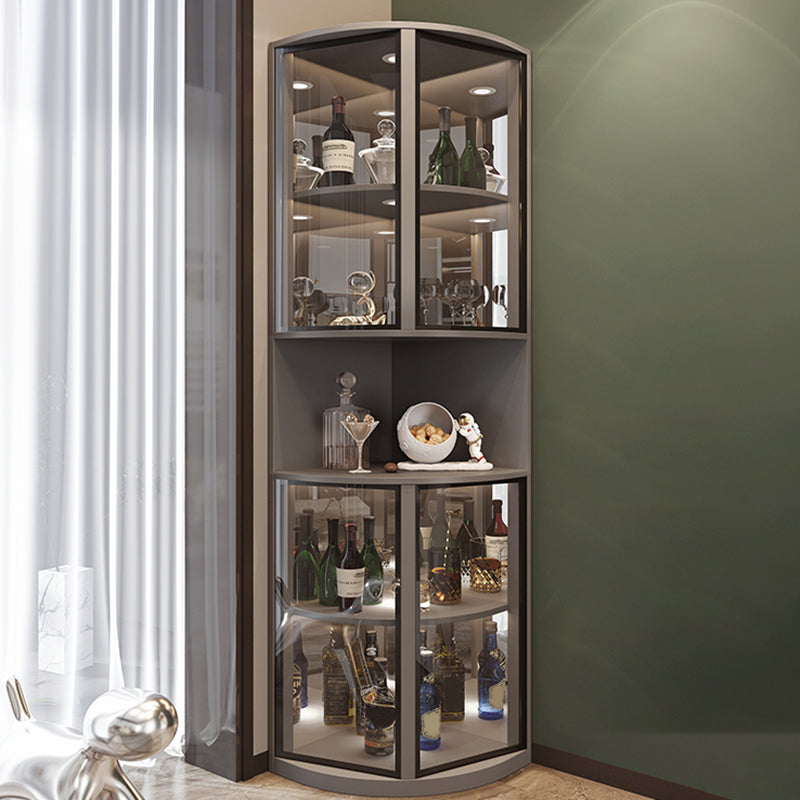 Modern Corner Unit Wood Curio Cabinet Glass Doors Storage Cabinet for Bathroom