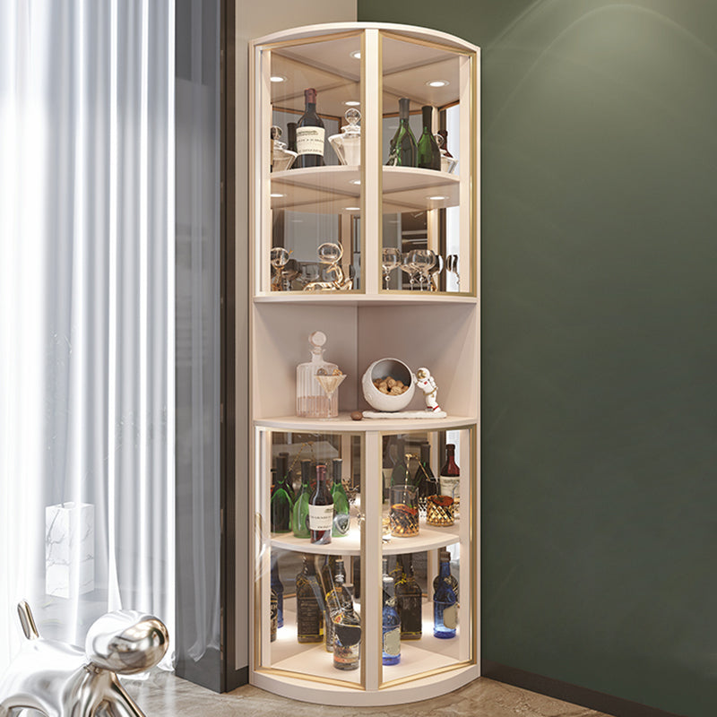 Modern Corner Unit Wood Curio Cabinet Glass Doors Storage Cabinet for Bathroom