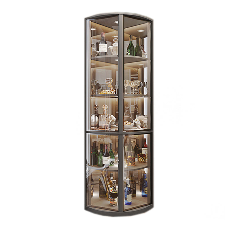 Modern Corner Unit Wood Curio Cabinet Glass Doors Storage Cabinet for Bathroom