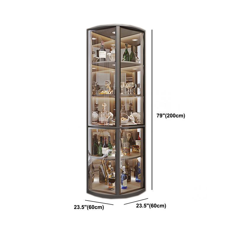 Modern Corner Unit Wood Curio Cabinet Glass Doors Storage Cabinet for Bathroom