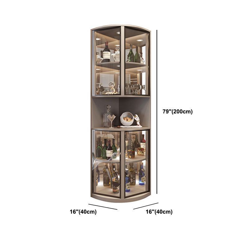 Modern Corner Unit Wood Curio Cabinet Glass Doors Storage Cabinet for Bathroom