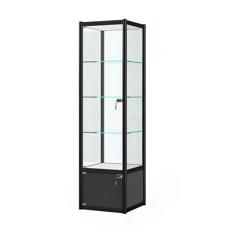 Modern Black China Cabinet Metal Curio Cabinet with Glass Shelves