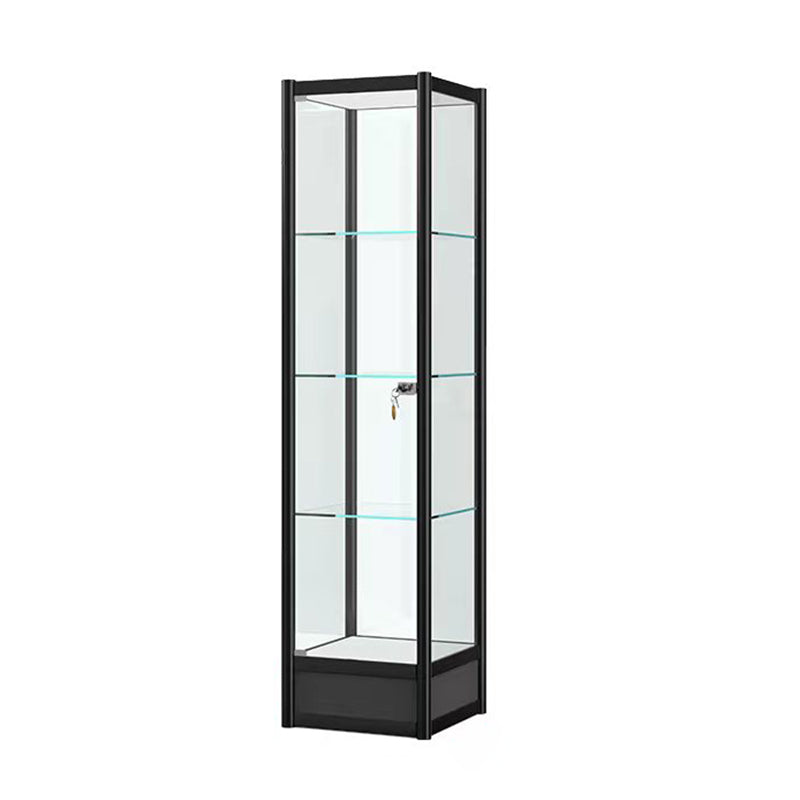 Modern Black China Cabinet Metal Curio Cabinet with Glass Shelves