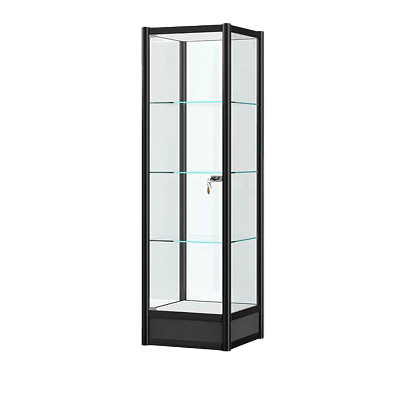 Modern Black China Cabinet Metal Curio Cabinet with Glass Shelves