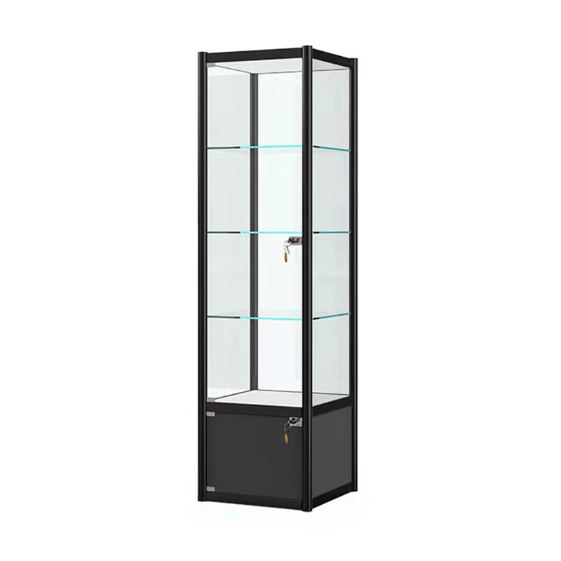 Modern Black China Cabinet Metal Curio Cabinet with Glass Shelves