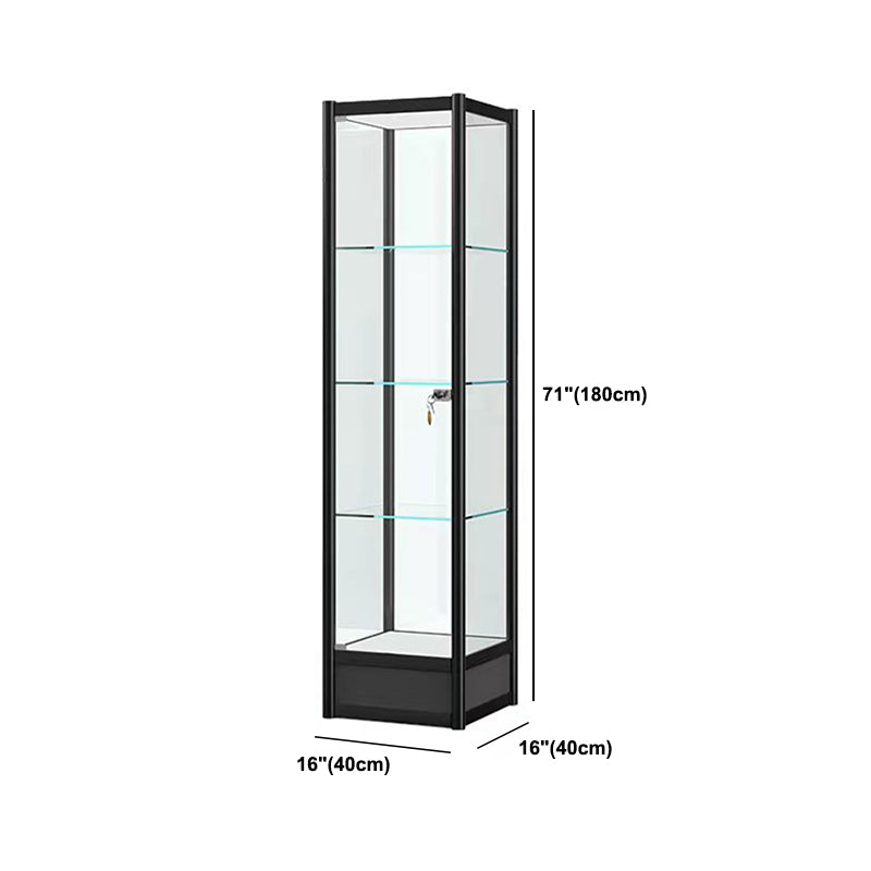 Modern Black China Cabinet Metal Curio Cabinet with Glass Shelves