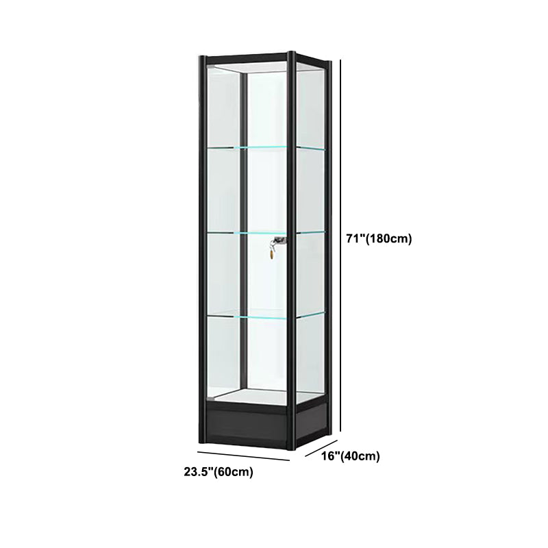 Modern Black China Cabinet Metal Curio Cabinet with Glass Shelves