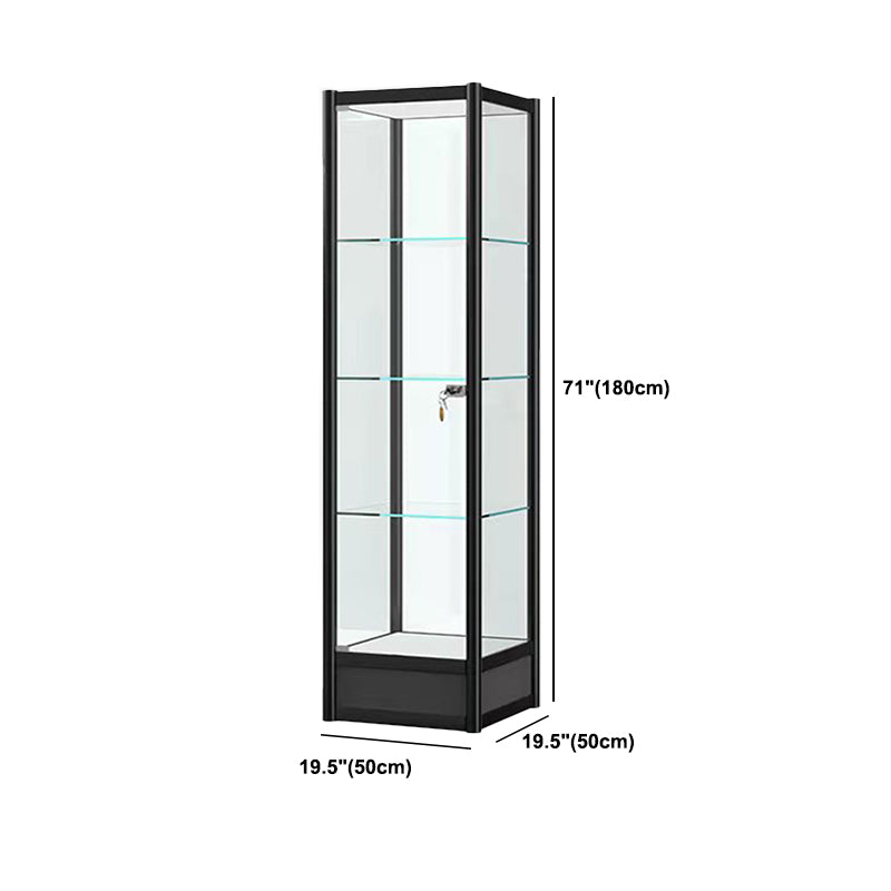 Modern Black China Cabinet Metal Curio Cabinet with Glass Shelves