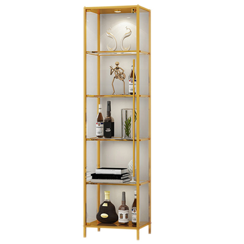 Glass Display Stand Glam Curio Cabinet with Shelves in Black/ Gold