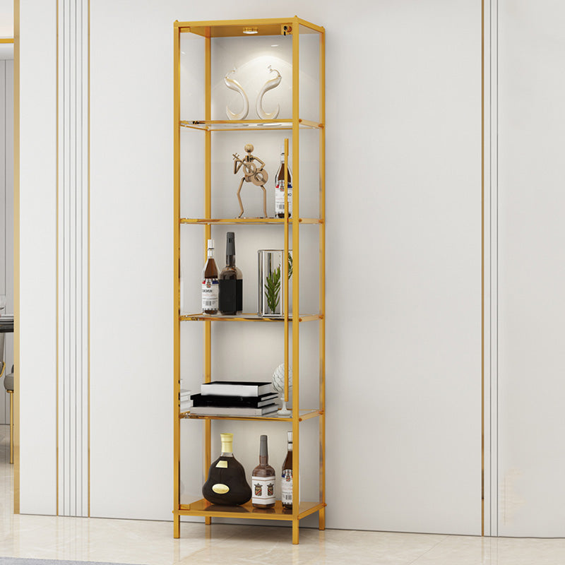 Glass Display Stand Glam Curio Cabinet with Shelves in Black/ Gold