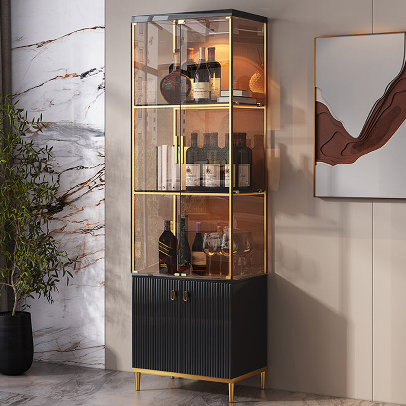 Luxury Stainless Steel Curio Cabinet  Black/ White Display Stand with Glass Doors