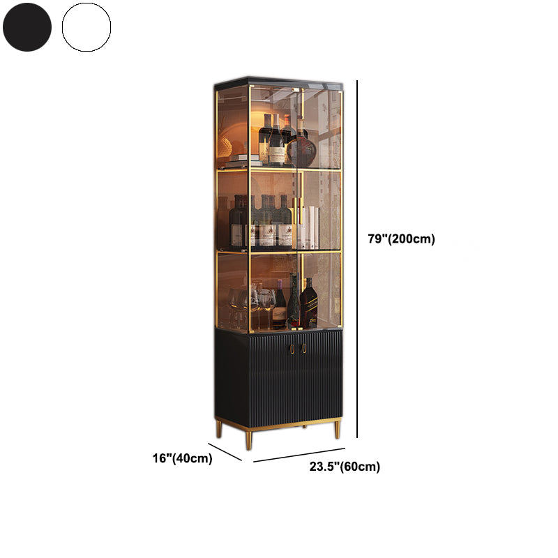 Luxury Stainless Steel Curio Cabinet  Black/ White Display Stand with Glass Doors