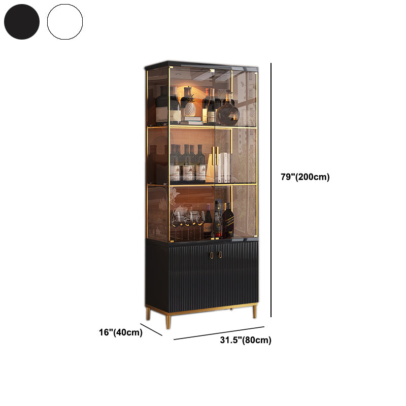 Luxury Stainless Steel Curio Cabinet  Black/ White Display Stand with Glass Doors