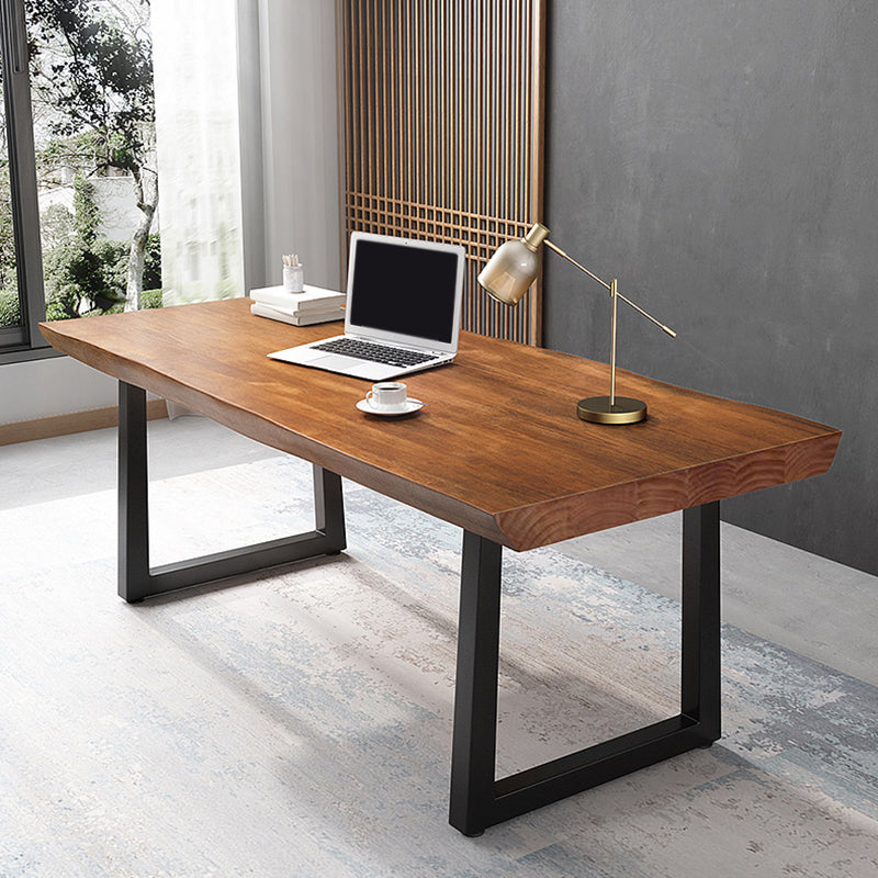 Industrial Writing Desk Rectangular Office Desk with Metal Legs