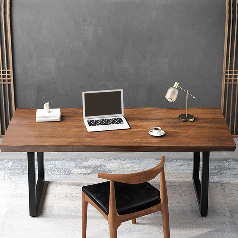 Industrial Writing Desk Rectangular Office Desk with Metal Legs