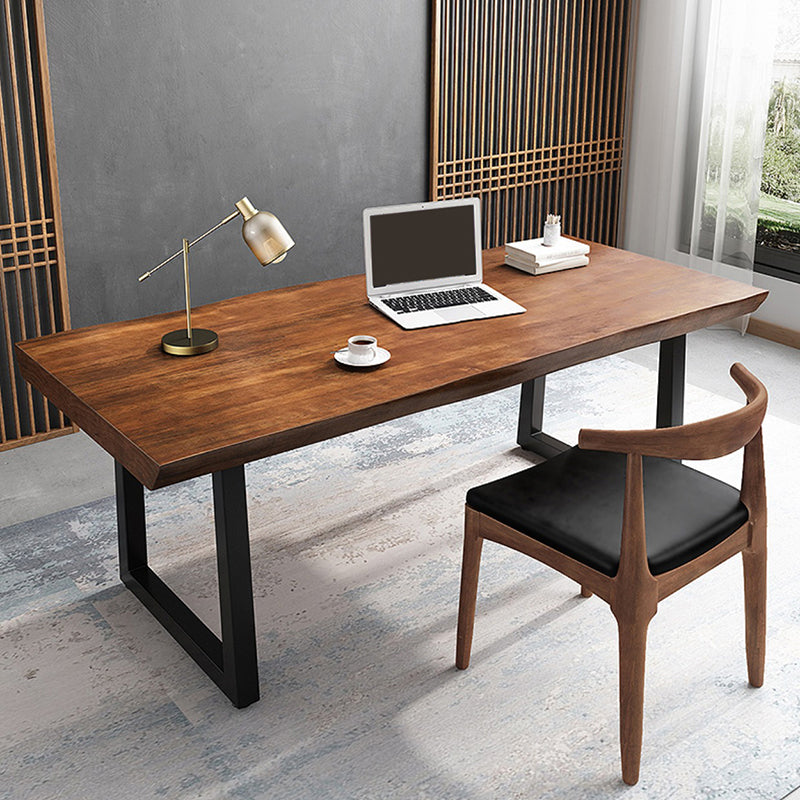 Industrial Writing Desk Rectangular Office Desk with Metal Legs