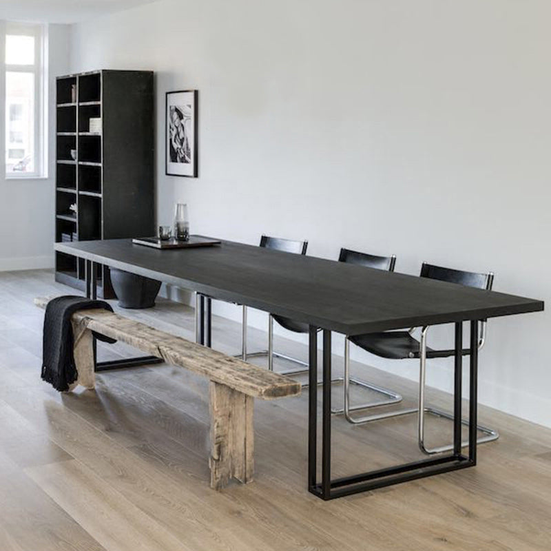 Black Solid Wood Rectangular Writing Desk Industrial Meeting Desk for Office