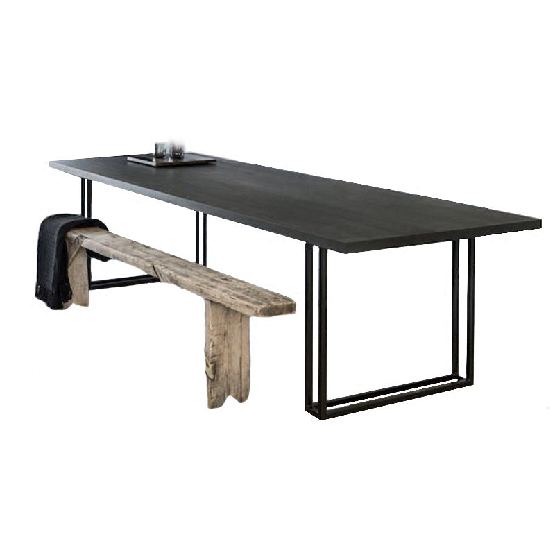 Black Solid Wood Rectangular Writing Desk Industrial Meeting Desk for Office