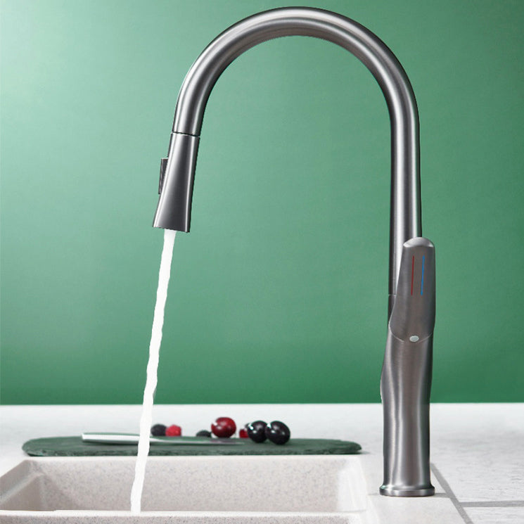 Modern Kitchen Sink Faucet Brass Pulldown Sprayer Single Handle High Arch Pot Filler