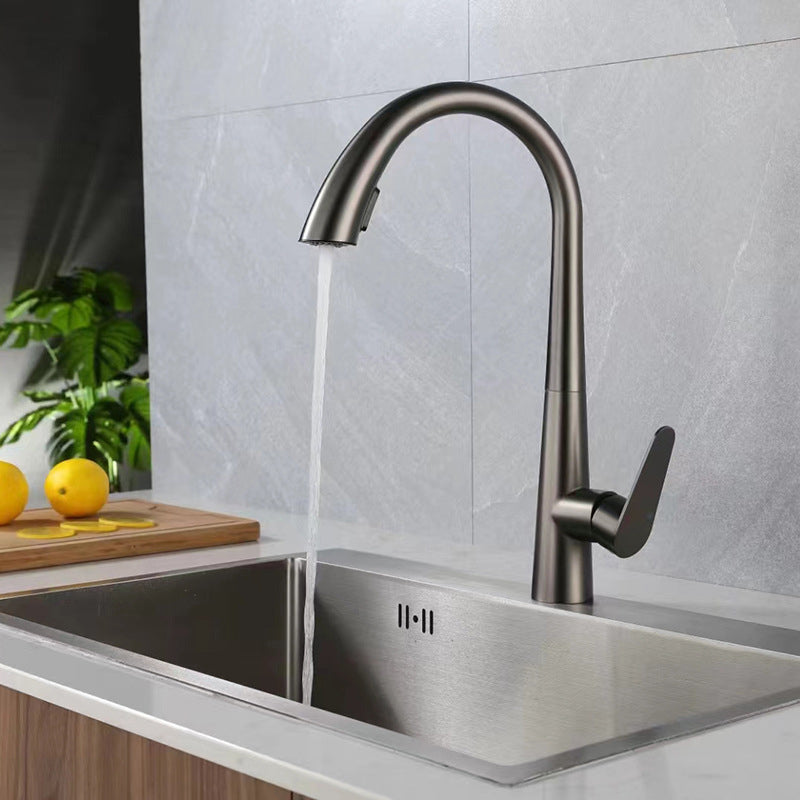 Contemporary Pull Down Kitchen Standard Faucet Single Handle Faucet with Pull Out Sprayer