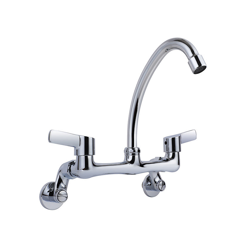 Modern Bar Faucet Brass Double Handle Wall Mounted Pot Filler Faucet