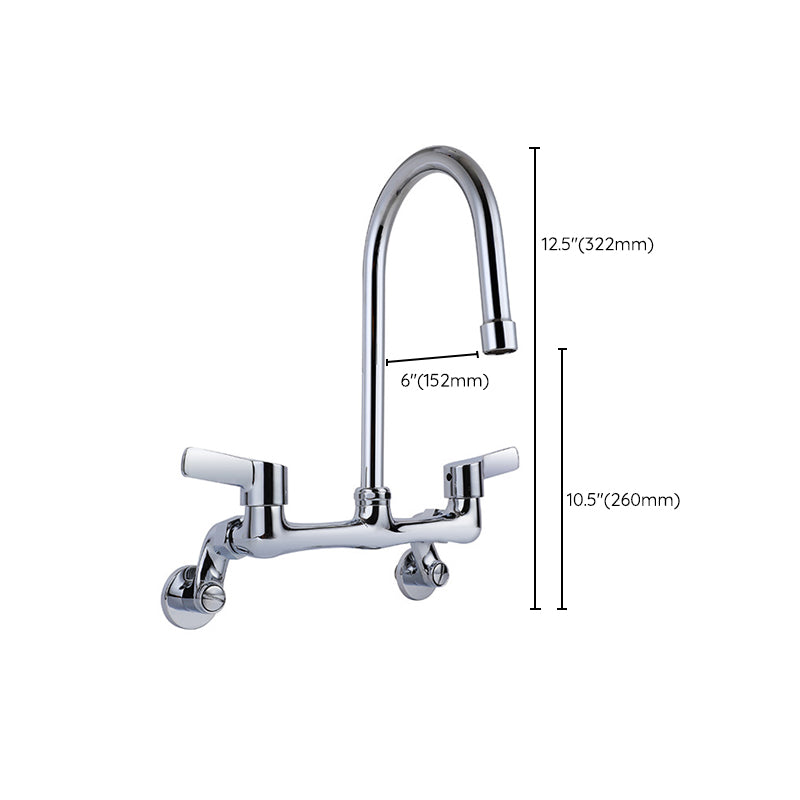 Modern Bar Faucet Brass Double Handle Wall Mounted Pot Filler Faucet