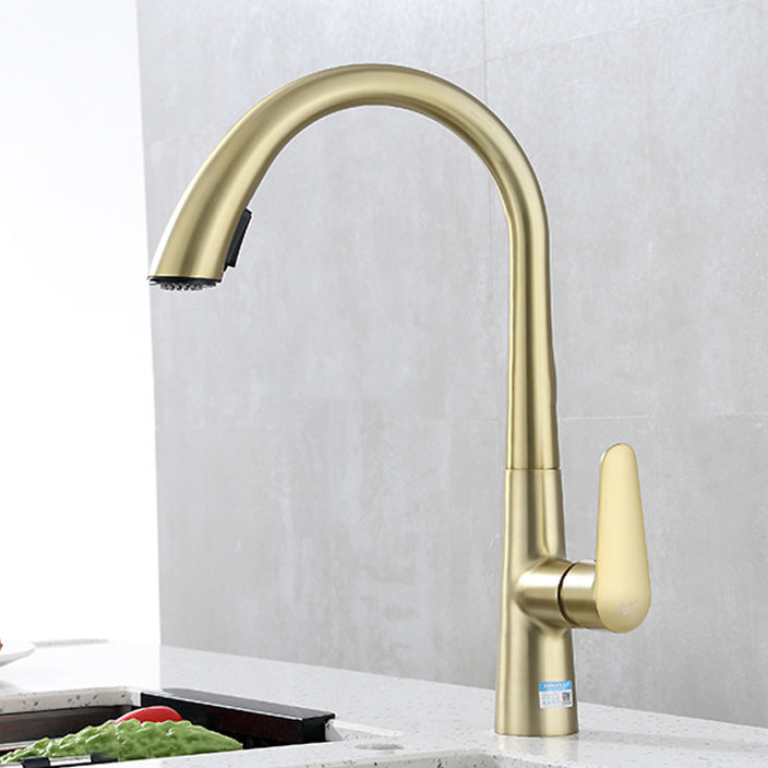 Modern Bar Faucet Brass Pulldown Sprayer Swivel Spout Lever Handles Kitchen Faucet