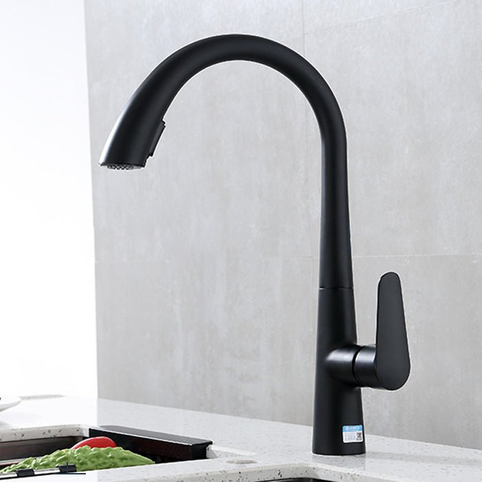 Modern Bar Faucet Brass Pulldown Sprayer Swivel Spout Lever Handles Kitchen Faucet