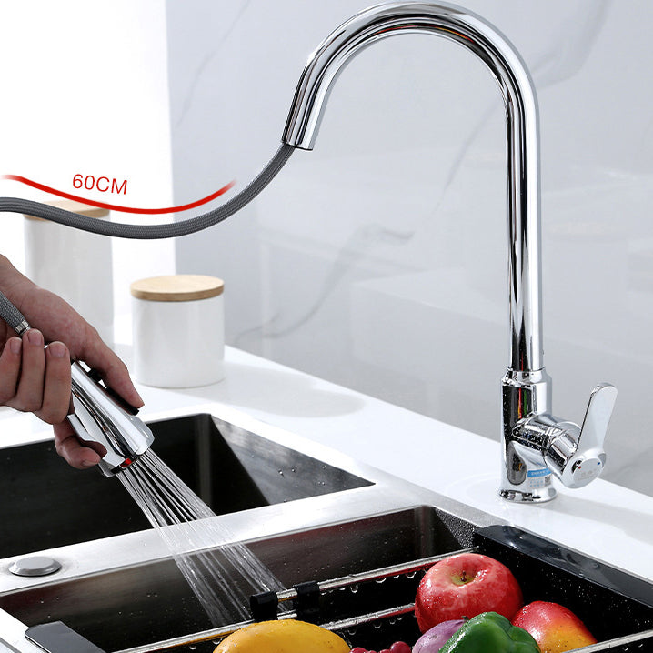 Modern Bar Faucet Brass Pulldown Sprayer Swivel Spout Lever Handles Kitchen Faucet