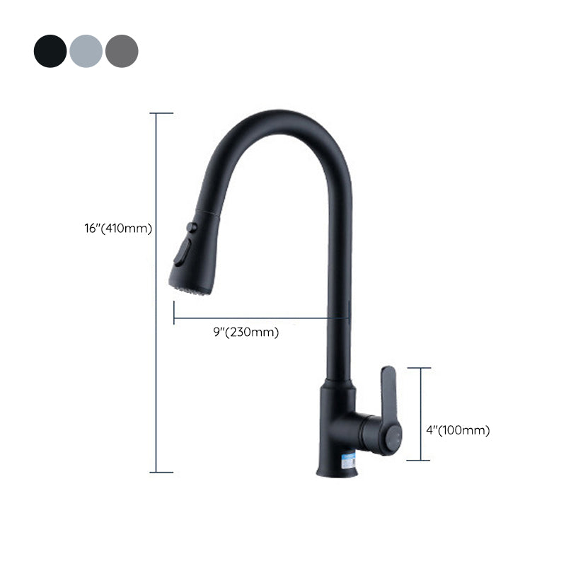 Modern Bar Faucet Brass Pulldown Sprayer Swivel Spout Lever Handles Kitchen Faucet