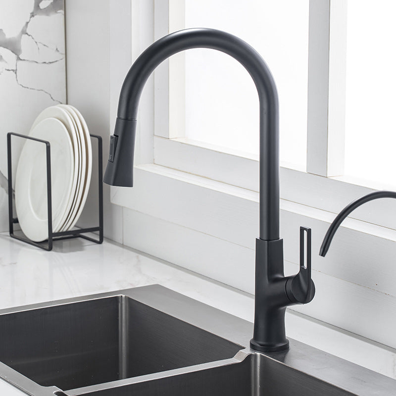 Modern Kitchen Faucet Brass Pulldown Sprayer Swivel Spout Kitchen Sink Faucet