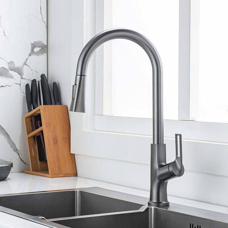 Modern Kitchen Faucet Brass Pulldown Sprayer Swivel Spout Kitchen Sink Faucet