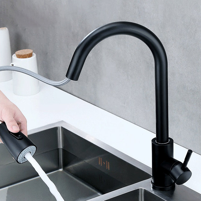 Modern Style Kitchen Faucet Stainless Steel 1-Handle Retractable Kitchen Faucet