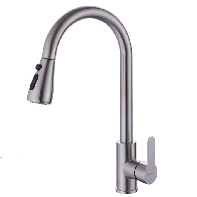 Modern Style Kitchen Faucet Stainless Steel 1-Handle Retractable Kitchen Faucet