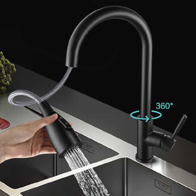 Modern Style Kitchen Faucet Stainless Steel 1-Handle Retractable Kitchen Faucet