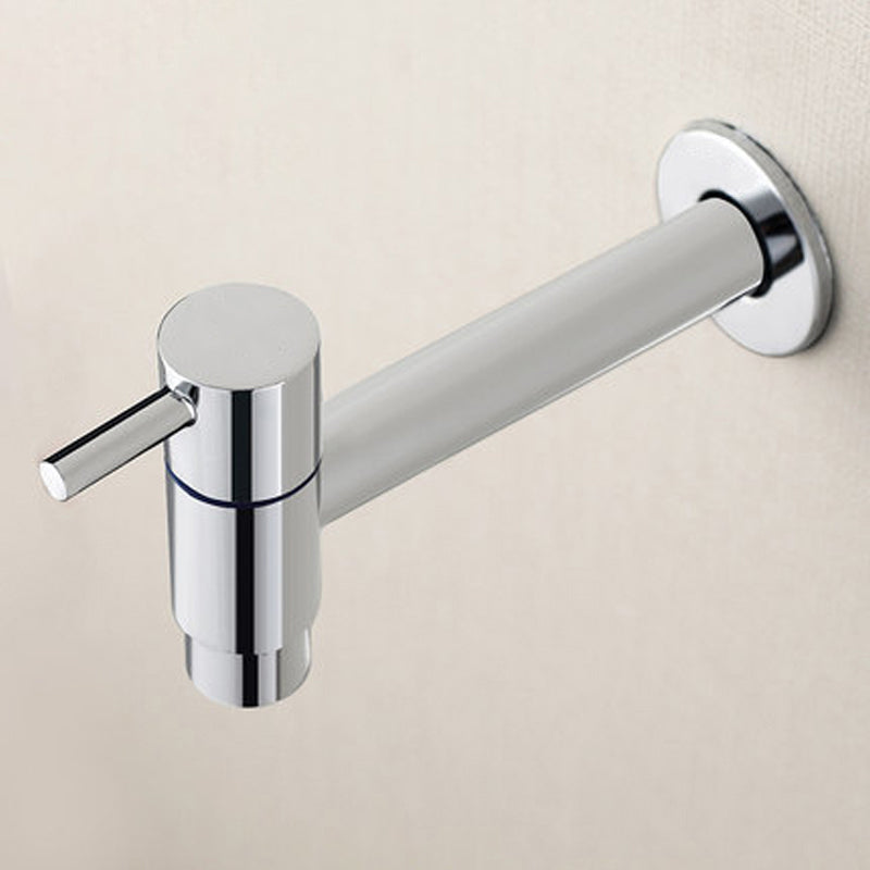 Contemporary Wall Mounted Bathroom Faucet Single Hole Low Arc Solid Brass Circular Faucet