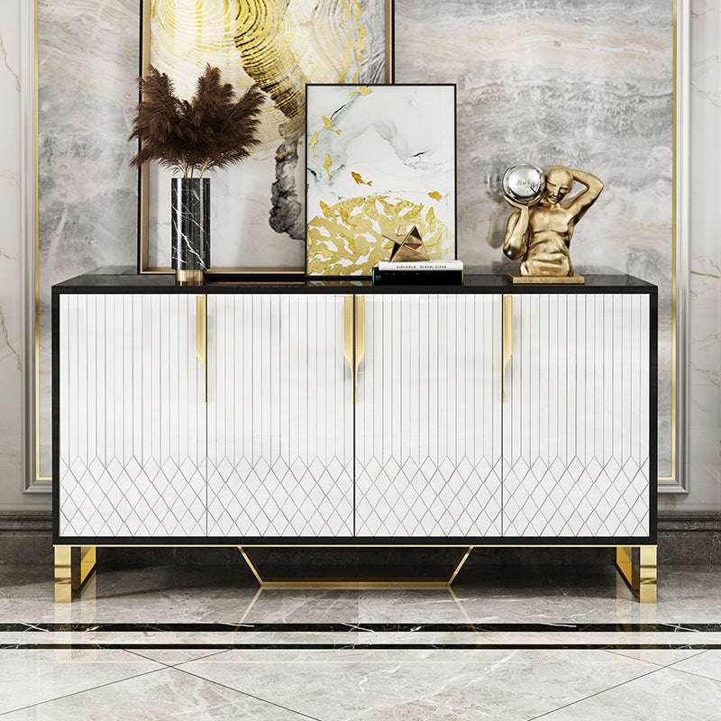 Glam Cabinets Dining Buffet Mirrored Buffet Sideboard with 4-Door