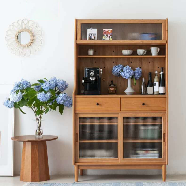 Solid Wood Dining Server Contemporary Buffet Server with Drawers