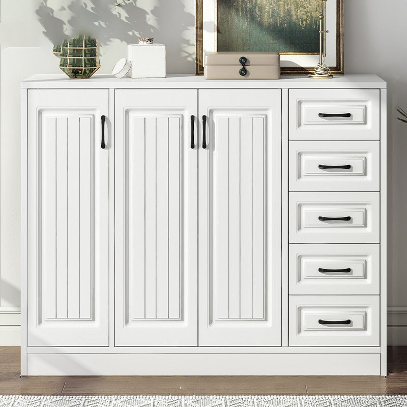 White Engineered Wood Dining Server Modern Buffet Server with Drawers