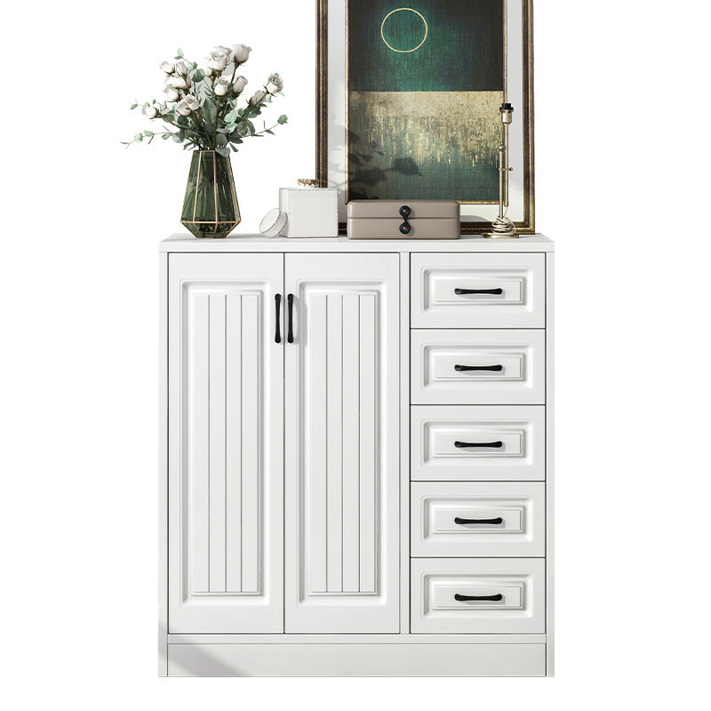 White Engineered Wood Dining Server Modern Buffet Server with Drawers