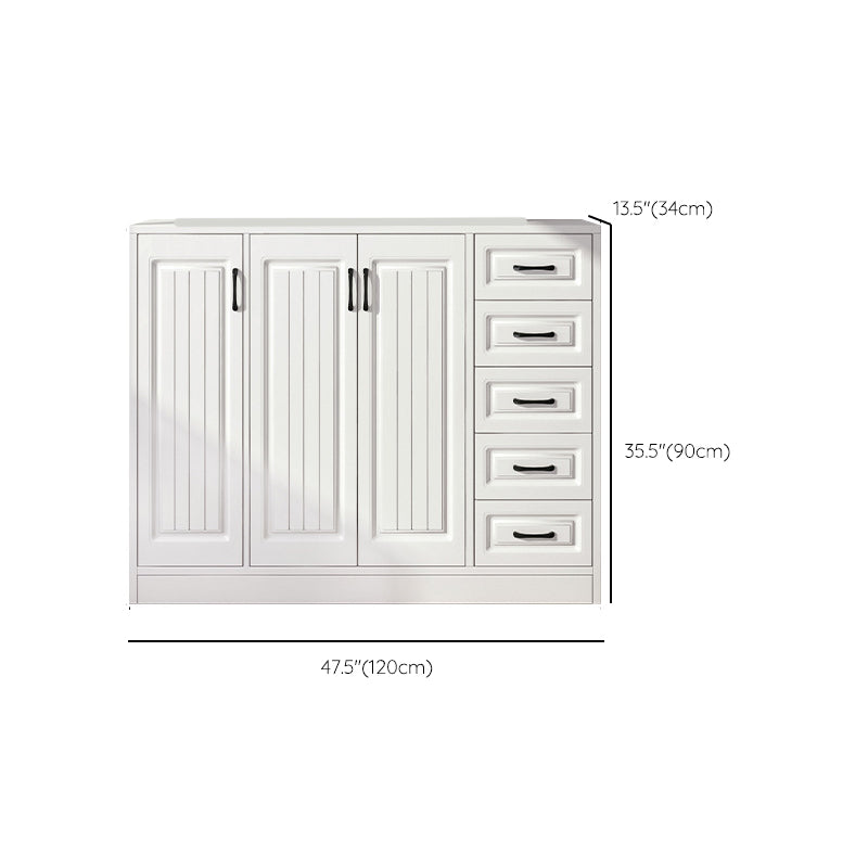 White Engineered Wood Dining Server Modern Buffet Server with Drawers