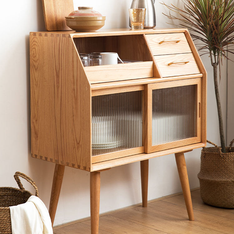 Pine Solid Wood Dining Server with Drawers 31.5"L Contemporary Buffet Server