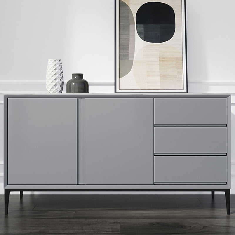 Contemporary Stone Top Sideboard 3 Drawers 2 Doors Sideboard for Living Room