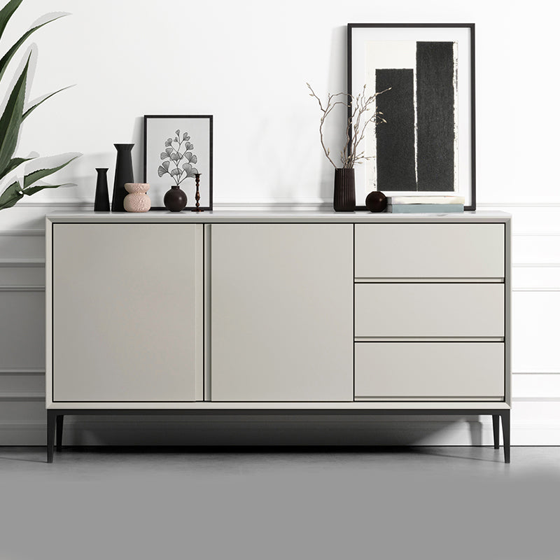 Contemporary Stone Top Sideboard 3 Drawers 2 Doors Sideboard for Living Room